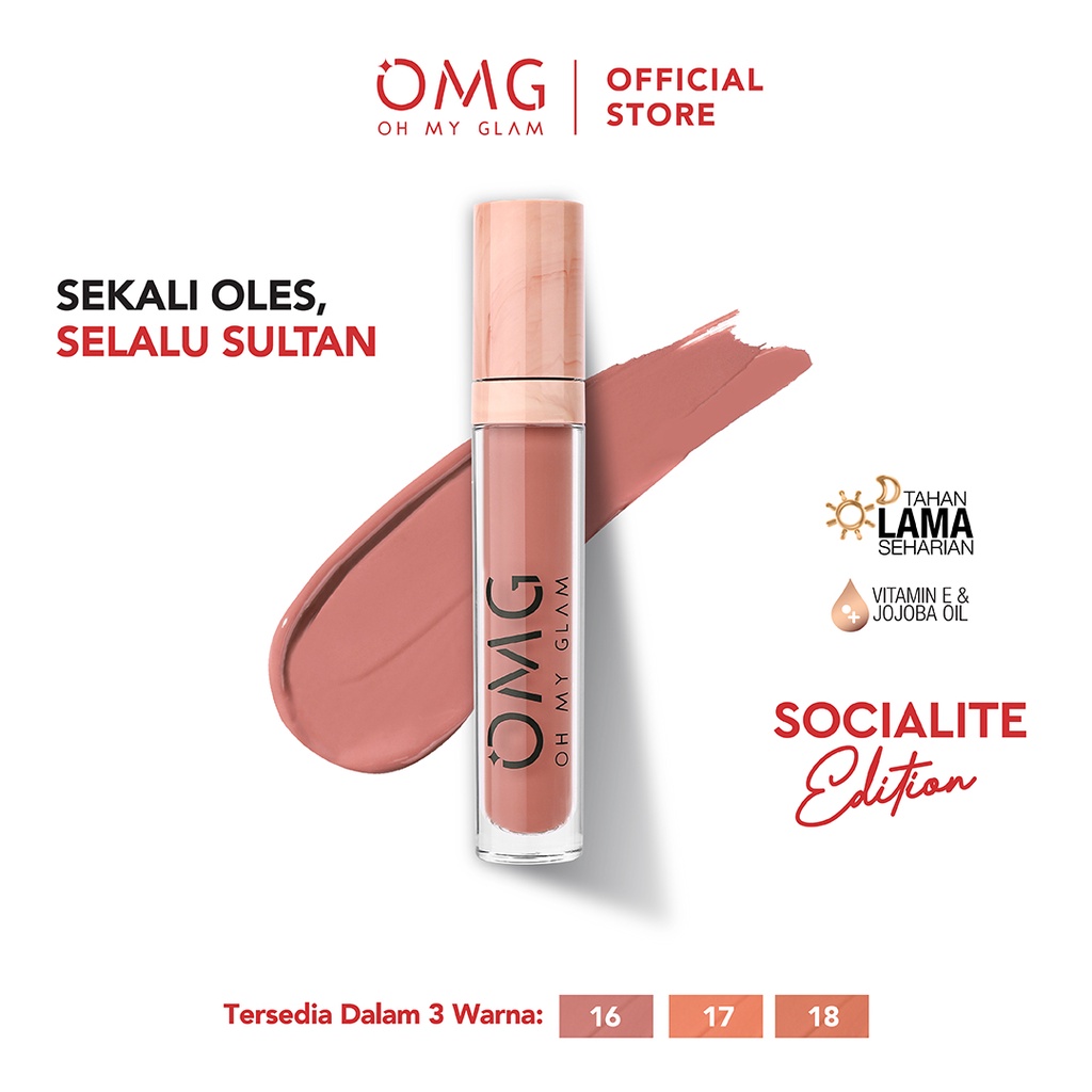 Oh My Glam Matte Kiss Lip Cream Socialite Edition 17 Queen 3 5gr OMG