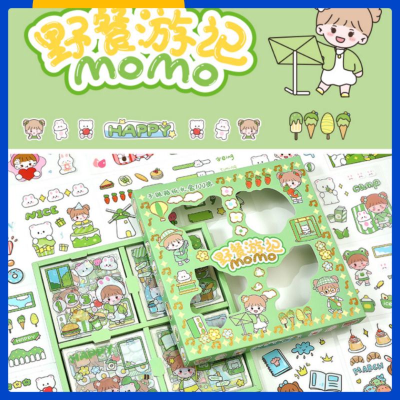 Stiker Momo 2D Warna Single Isi 100 Waterproof Anti Air