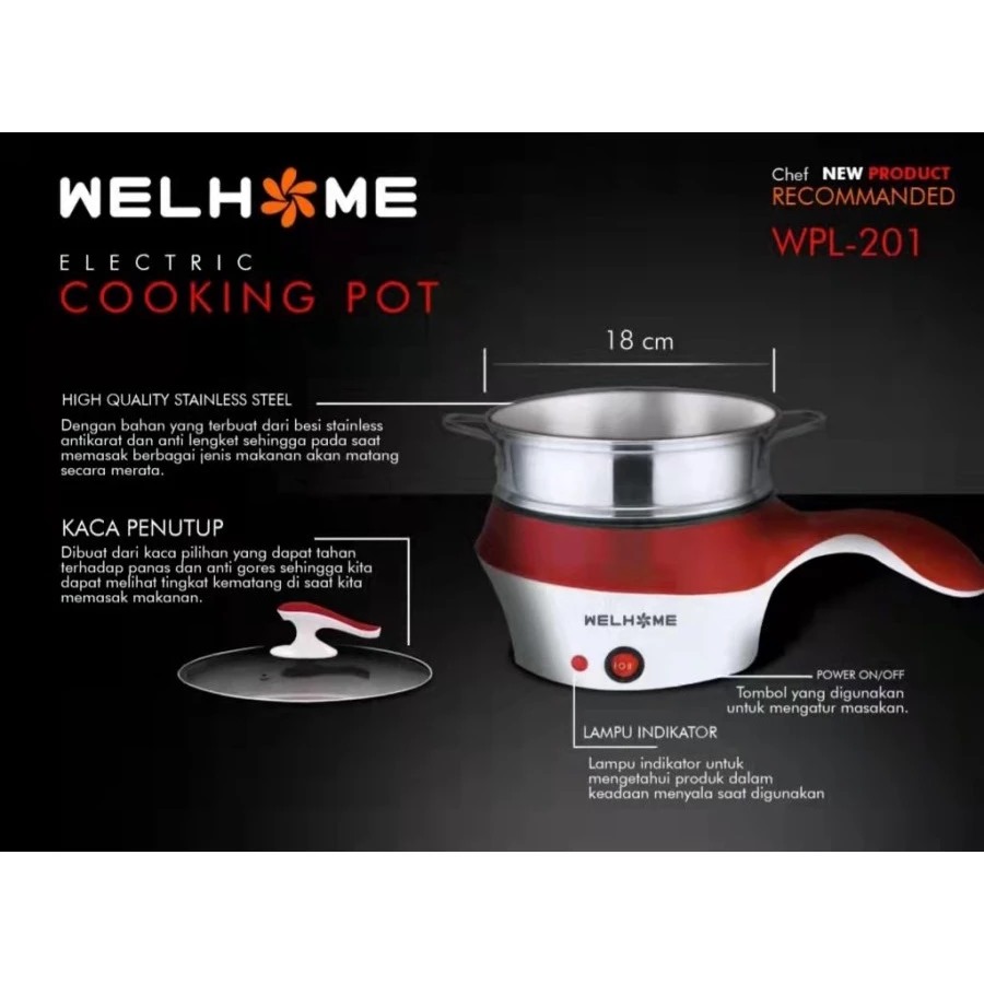 Welhome Panci Listrik Wpl Cm Electric Cooking Pot In