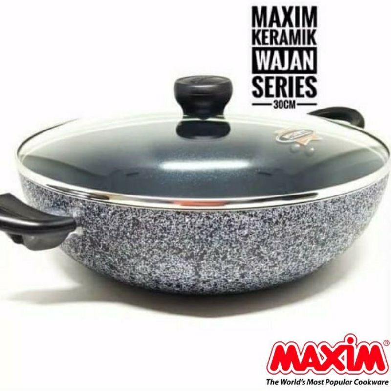 Maspion Maxim Neostone Wok + Tutup Kaca 30cm Maspion Maxim Neostone Wok + Tutup Kaca 30cm