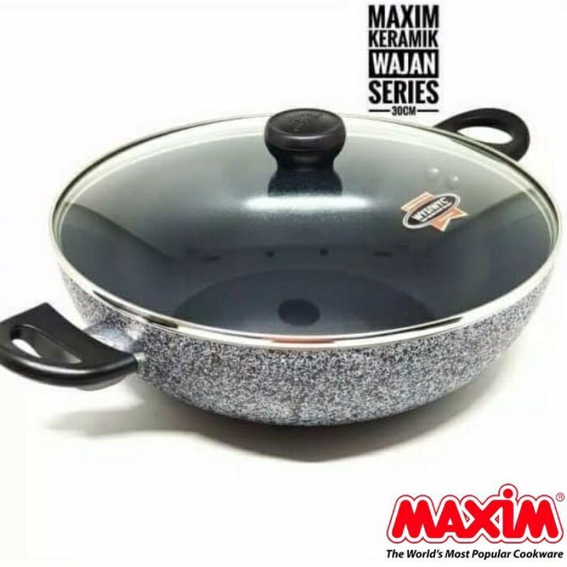 Maspion Maxim Neostone Wok + Tutup Kaca 30cm