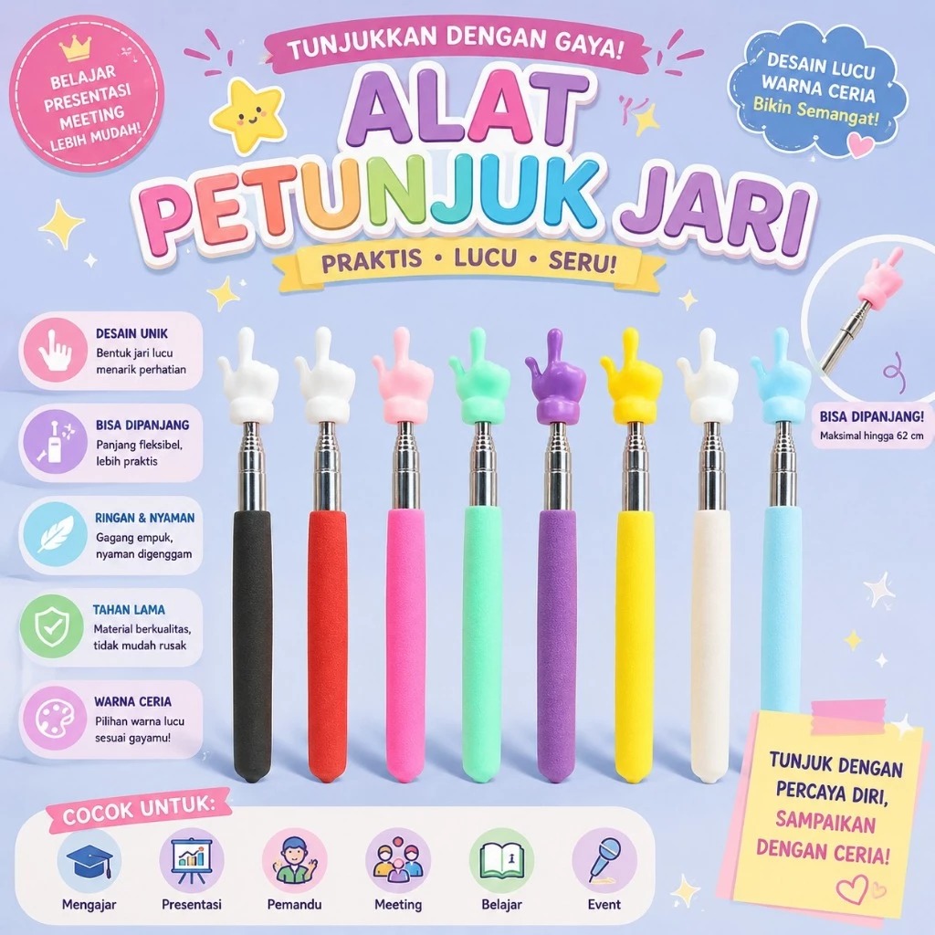 Tongkat Belajar Penunjuk Bentuk Jari 69cm Tongkat Belajar Penunjuk Bentuk Jari 69cm