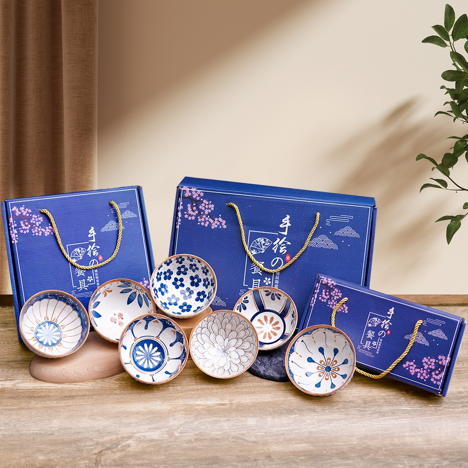 (Isi 2pcs) Mangkok Set Sumpit - Mangkok Souvenir Keramik Premium