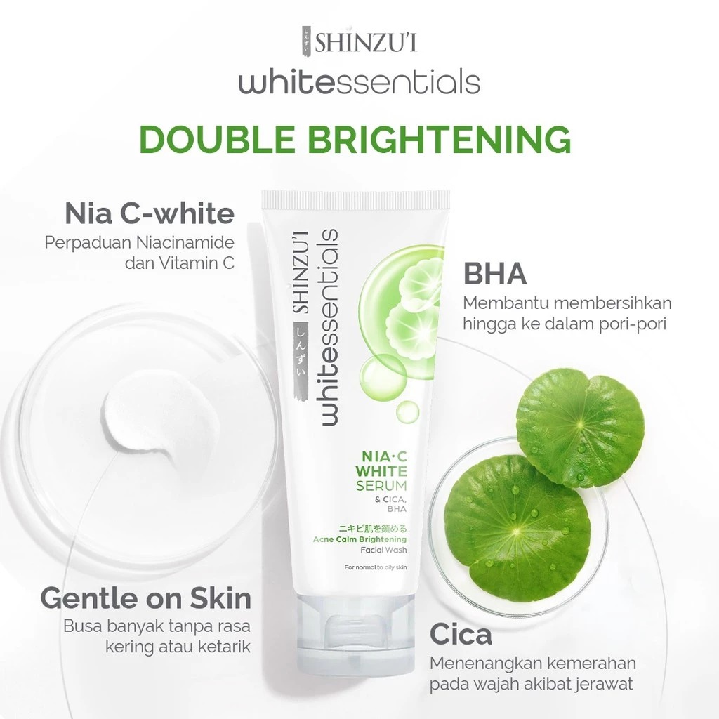 Shinzui Whitessentials Acne Calm Brightening Facial Wash Cica & BHA 20ml (Travel Size)