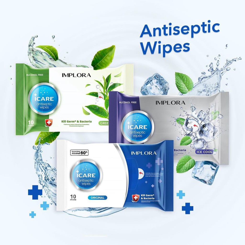 Implora Icare Antiseptic Wipes Tissue Basah 10s - Ice Cool *