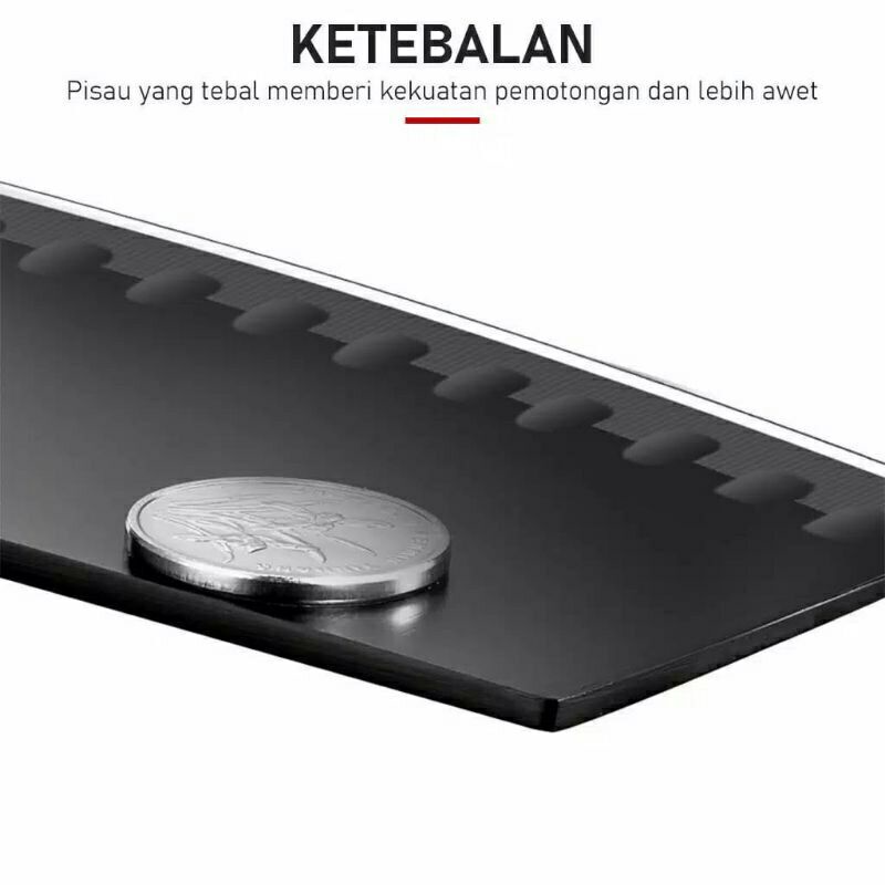 Pisau Set 3pcs + Peeler + Egg Mold (5pcs Knife Set Black Series)