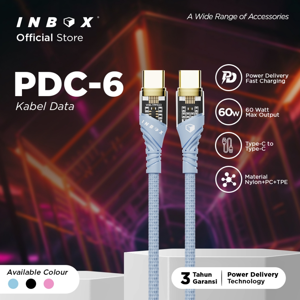 Inbox Kabel Data PDC-6 - Type C to Type C 60W Inbox Kabel Data PDC-6 - Type C to Type C 60W