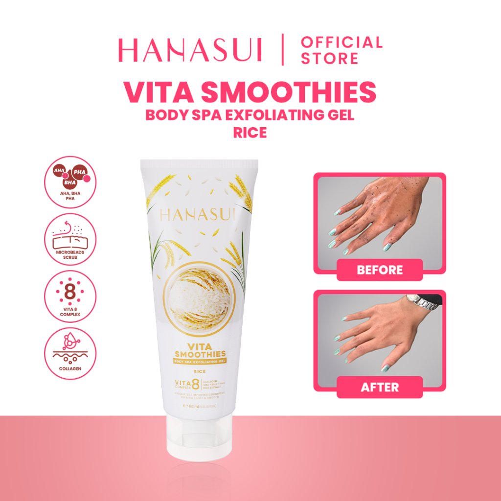 Hanasui Vita Smoothies Body Spa Exfoliating Gel 180ml - Rice Hanasui Vita Smoothies Body Spa Exfoliating Gel 180ml - Rice