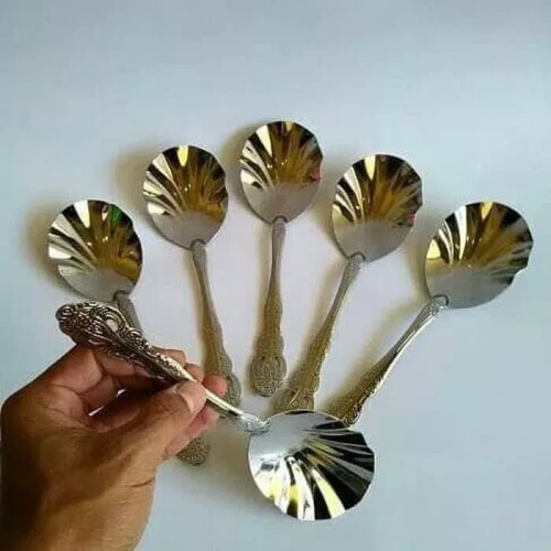 Centong Kuah Sayur Motif Kerang Stainless - Sendok Prasmanan