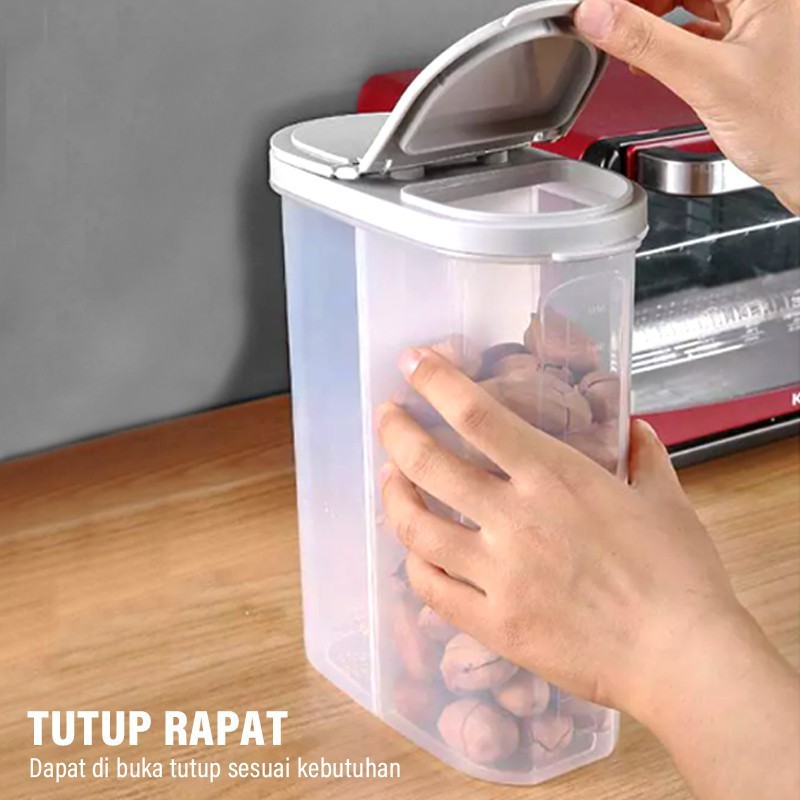 Storage Jar Cereal 2 Tabung 17x16cm (Wadah Snack Sereal)