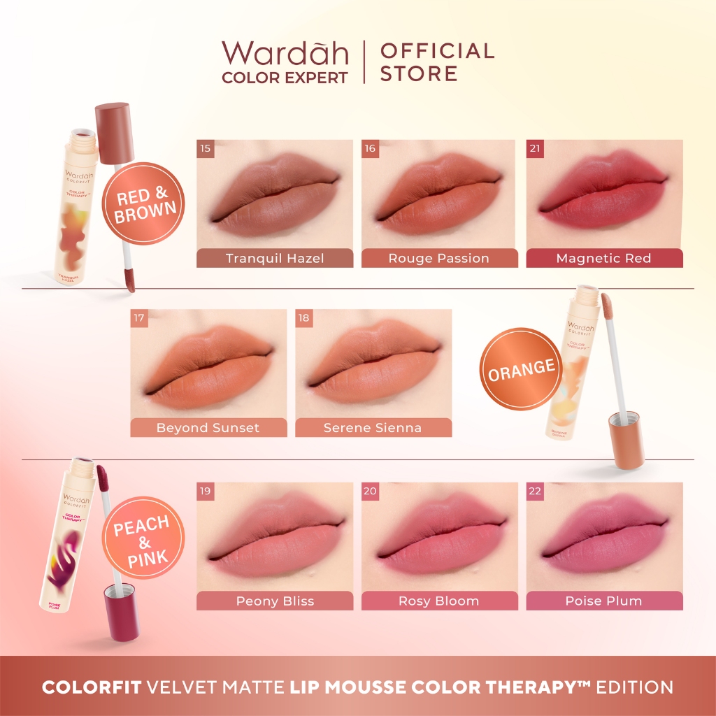 Wardah Colorfit Velvet Matte Lip Mousse Color Therapy 4gr - 22 Poise Plum Wardah Colorfit Velvet Matte Lip Mousse Color Therapy 4gr - 22 Poise Plum