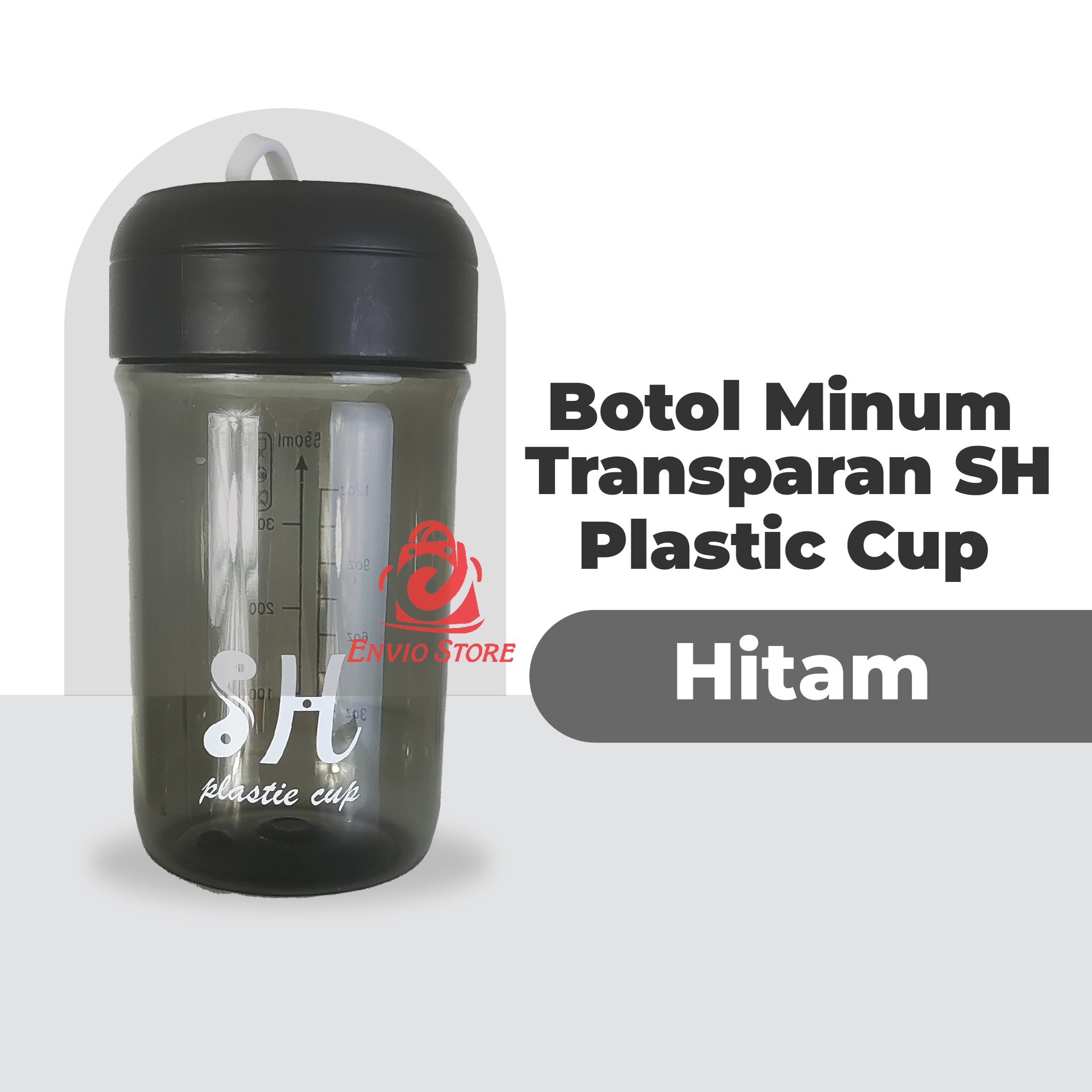 Botol Minum Transparan 590ml SH Plastic Cup - PINK (Botol Minum + Sedotan) (SH-2061)