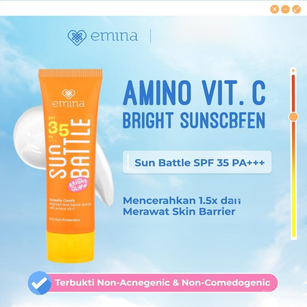 Emina Bundle 3in1 SKIN BARRIER KIT (Free Tone Up Cream) - (Oat Amino Cleanser + Sun Battle SPF35 20ml + Water Barrier Balancing Gel 30gr)