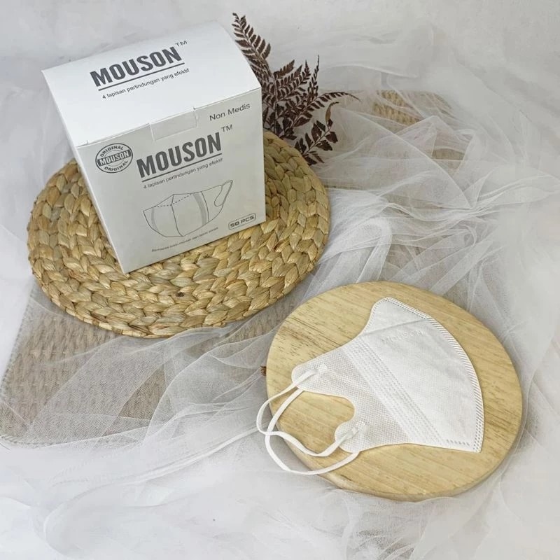 (ISI 50) Mouson Masker Duckbill PUTIH Dewasa - Disposable Mask