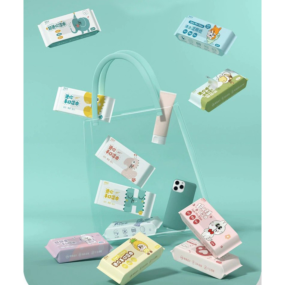 (Isi 8) Tissue Basah Super Mini Wipes Set 64s
