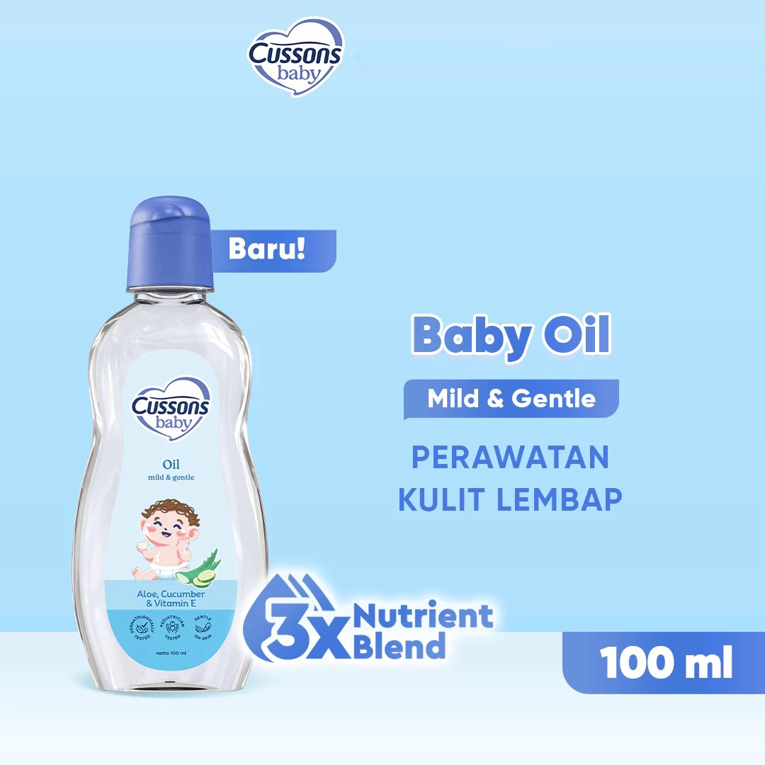 Cussons Baby Oil 100ml (50+50) - Biru Mild & Gentle
