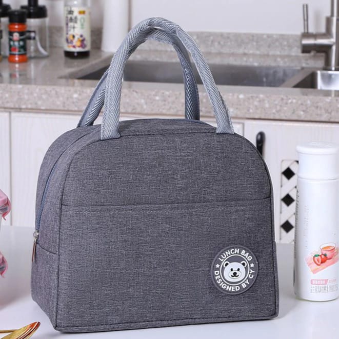 Tas Bekal Polos Oxford - GREY (Insulated / Cooler Lunch Bag)