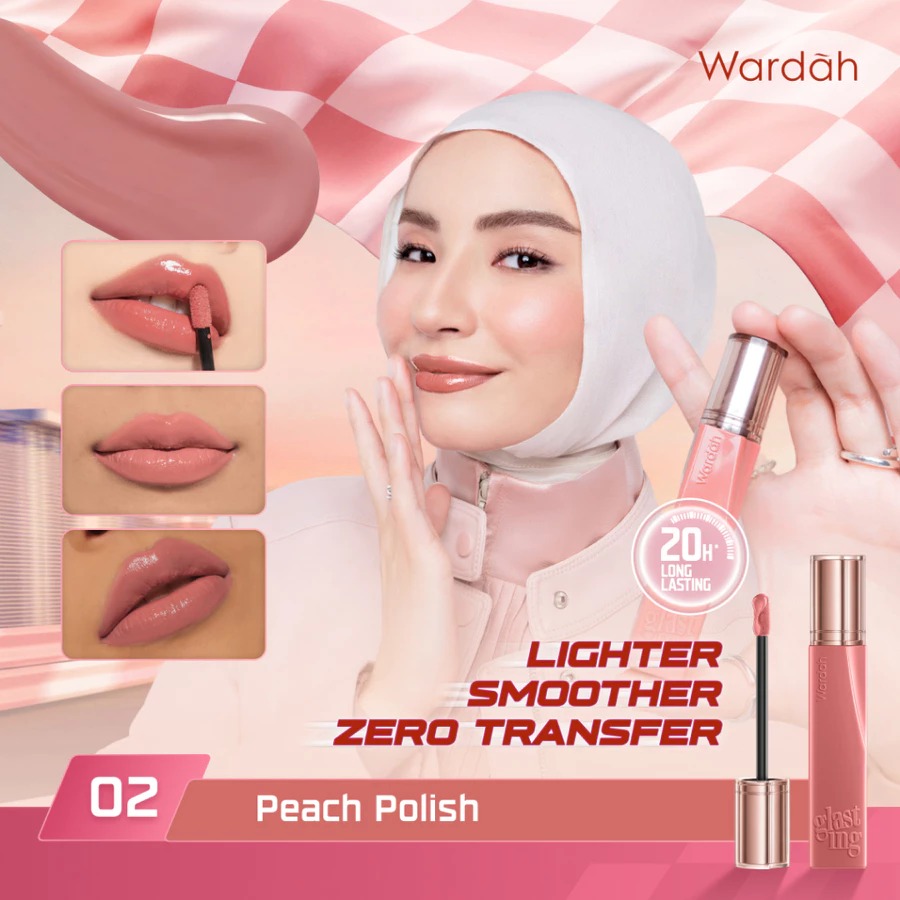 Wardah Glasting Liquid Lip 3.5gr (Lip Cream Transferproof) - 02 Peach Polish