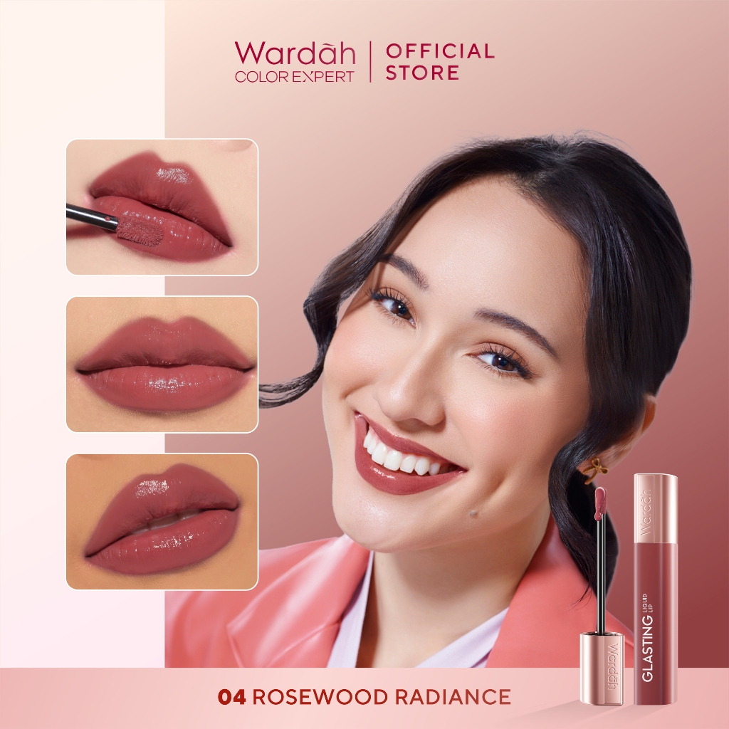 Wardah Glasting Liquid Lip 3.5gr (Lip Cream Transferproof) - 04 Rosewood Radiance Wardah Glasting Liquid Lip 3.5gr (Lip Cream Transferproof) - 04 Rosewood Radiance