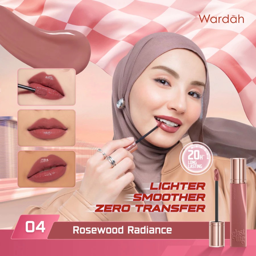Wardah Glasting Liquid Lip 3.5gr (Lip Cream Transferproof) - 04 Rosewood Radiance