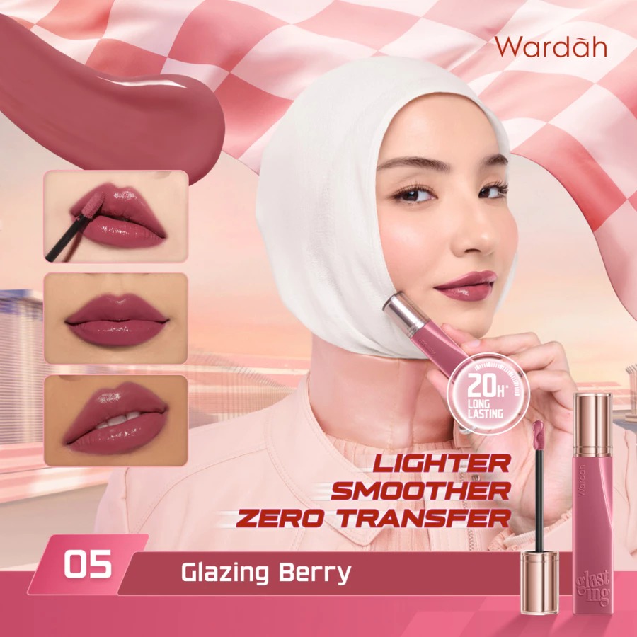 Wardah Glasting Liquid Lip 3.5gr (Lip Cream Transferproof) - 05 Glazing Berry
