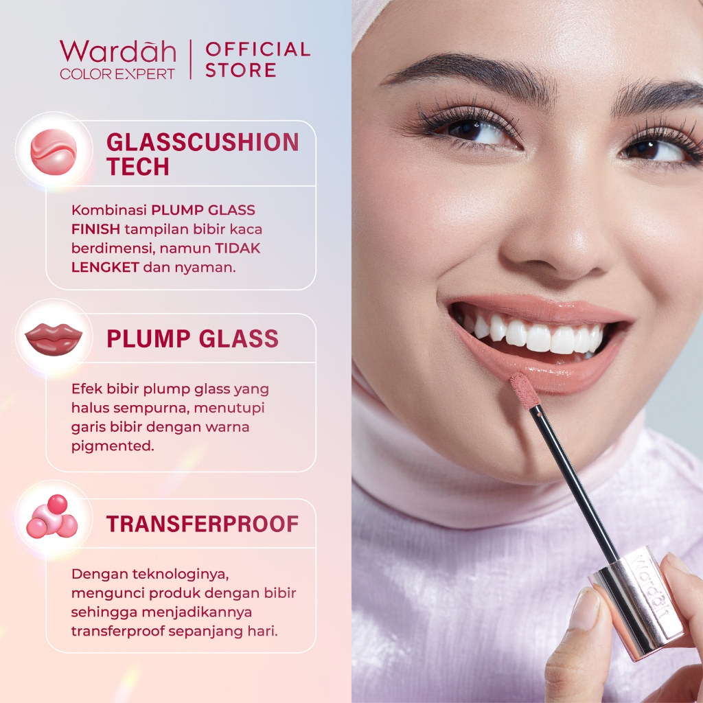 Wardah Glasting Liquid Lip 3.5gr (Lip Cream Transferproof) - 05 Glazing Berry