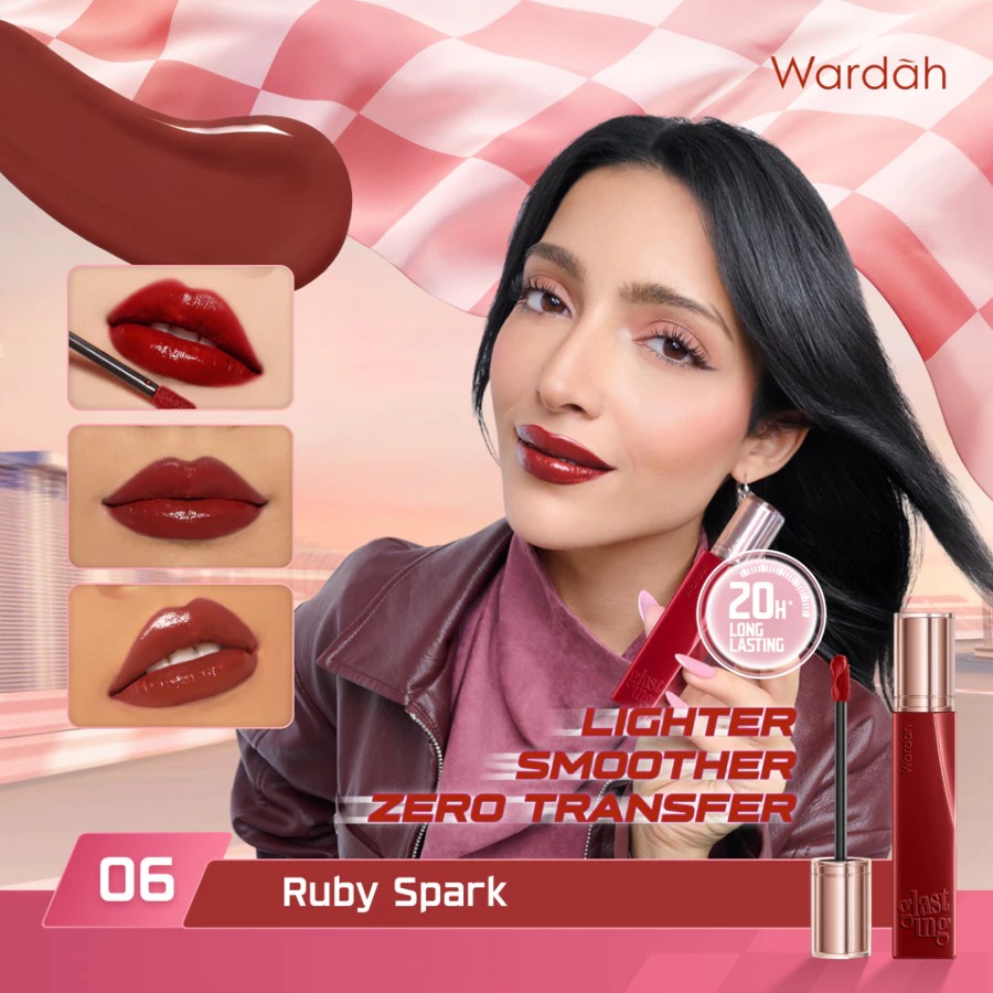 Wardah Glasting Liquid Lip 3.5gr (Lip Cream Transferproof) - 06 Ruby Sparks