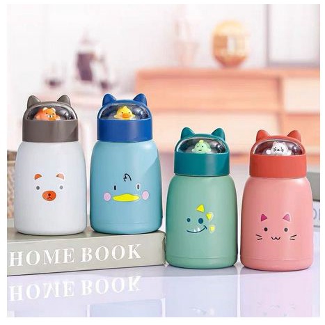 Botol Kaca Tumblr Tutup Kuping Motif Animal 3D 360ml