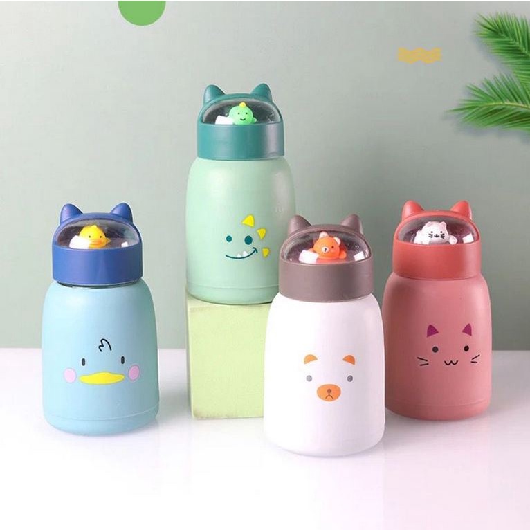 Botol Kaca Tumblr Tutup Kuping Motif Animal 3D 360ml