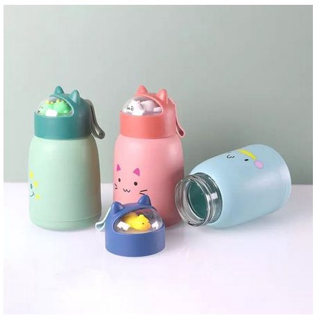 Botol Kaca Tumblr Tutup Kuping Motif Animal 3D 360ml
