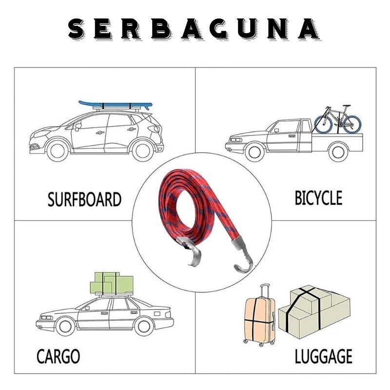 Tali Bagasi Motor 2.5 meter - Tali Pengikat Barang