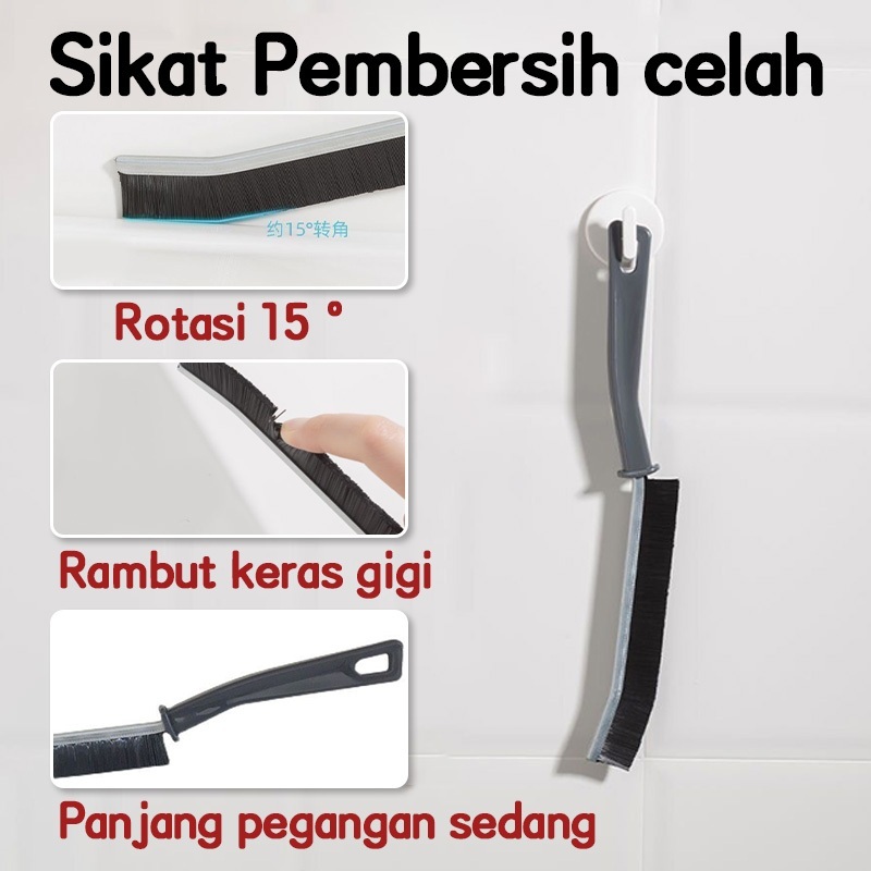 Sikat Pembersih Celah dan Sudut Gagang Panjang - Sikat Pembersih Sudut