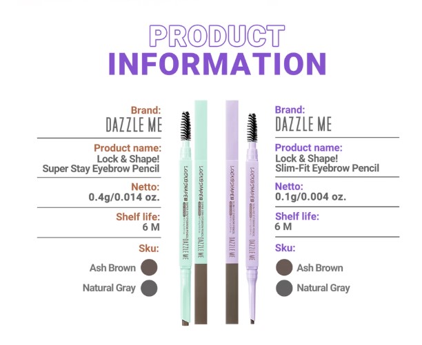 Dazzle Me Lock & Shape! Super Stay Eyebrow Pencil 0.4gr - Natural Gray