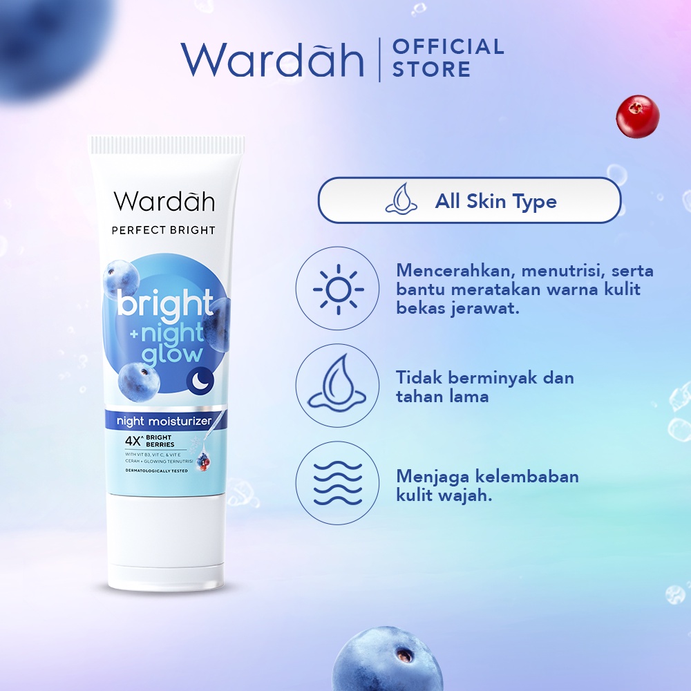 Wardah Perfect Bright Night Glow Night Moisturizer 20ml (Strip Biru)