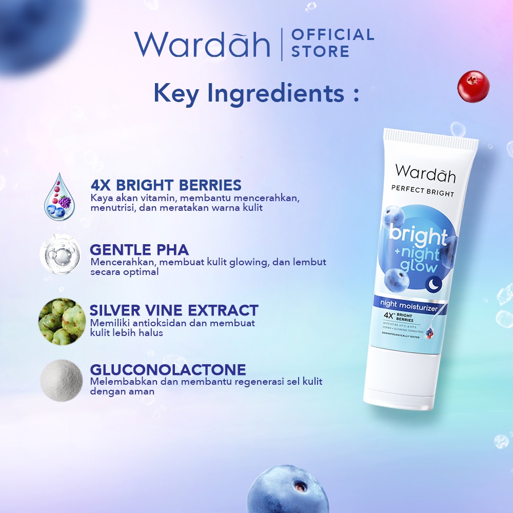 Wardah Perfect Bright Night Glow Night Moisturizer 20ml (Strip Biru)
