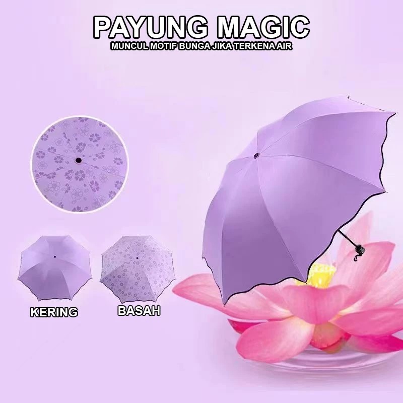Payung Lipat Magic Motif 3D - UNGU (Magic Umbrella)