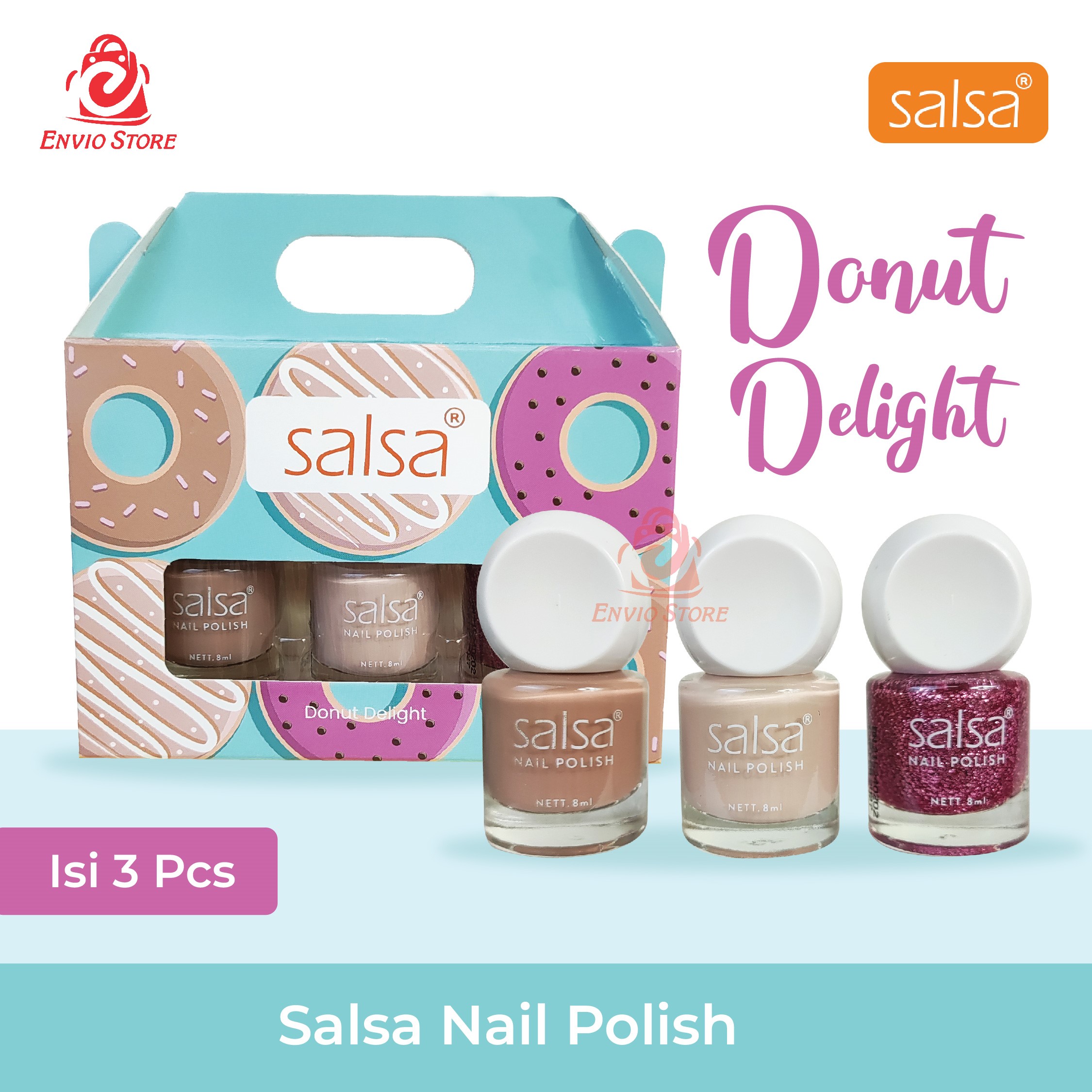 (ISI 3PCS) SALSA Kutek Nail Polish - Donut Delight