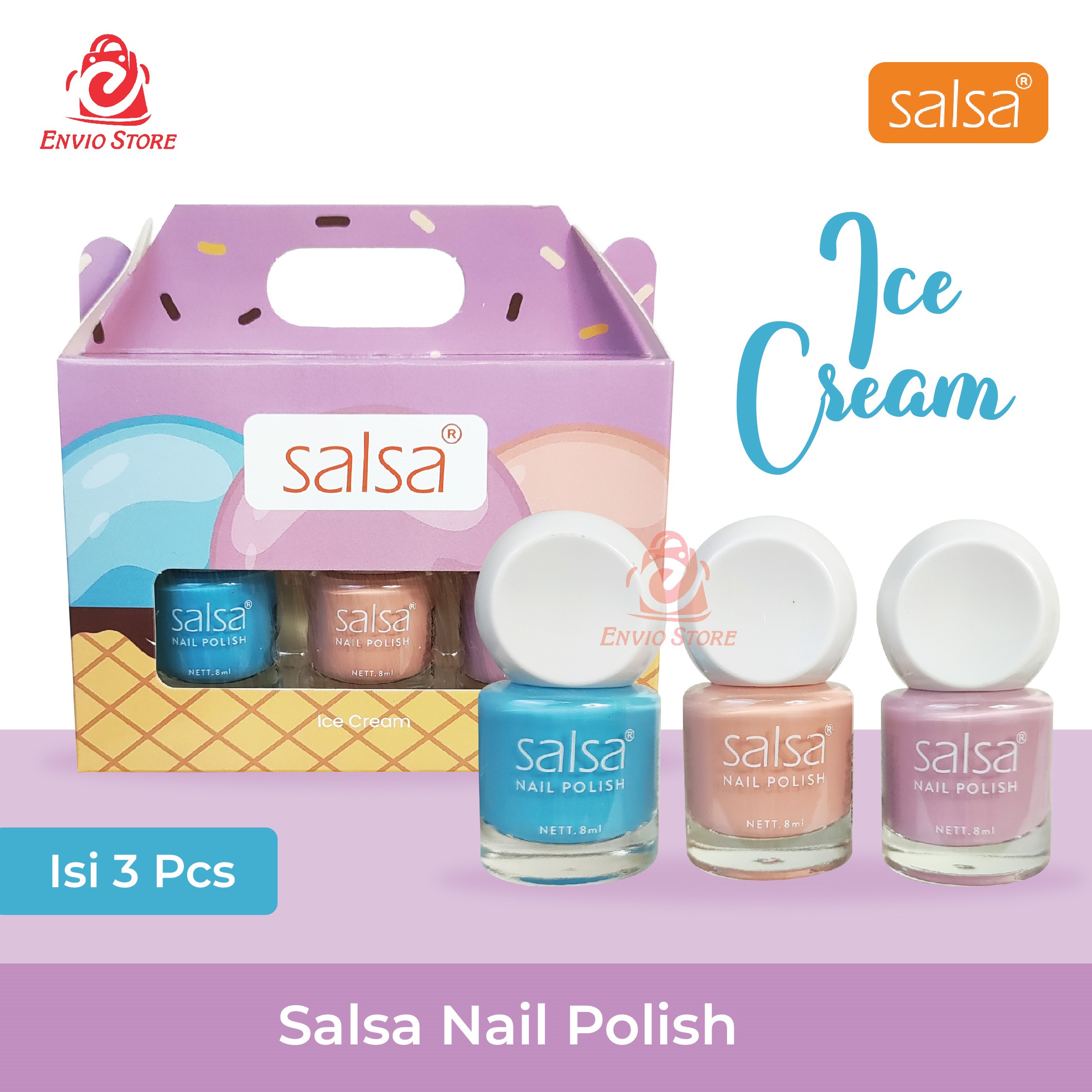 (ISI 3PCS) SALSA Kutek Nail Polish - Ice Cream