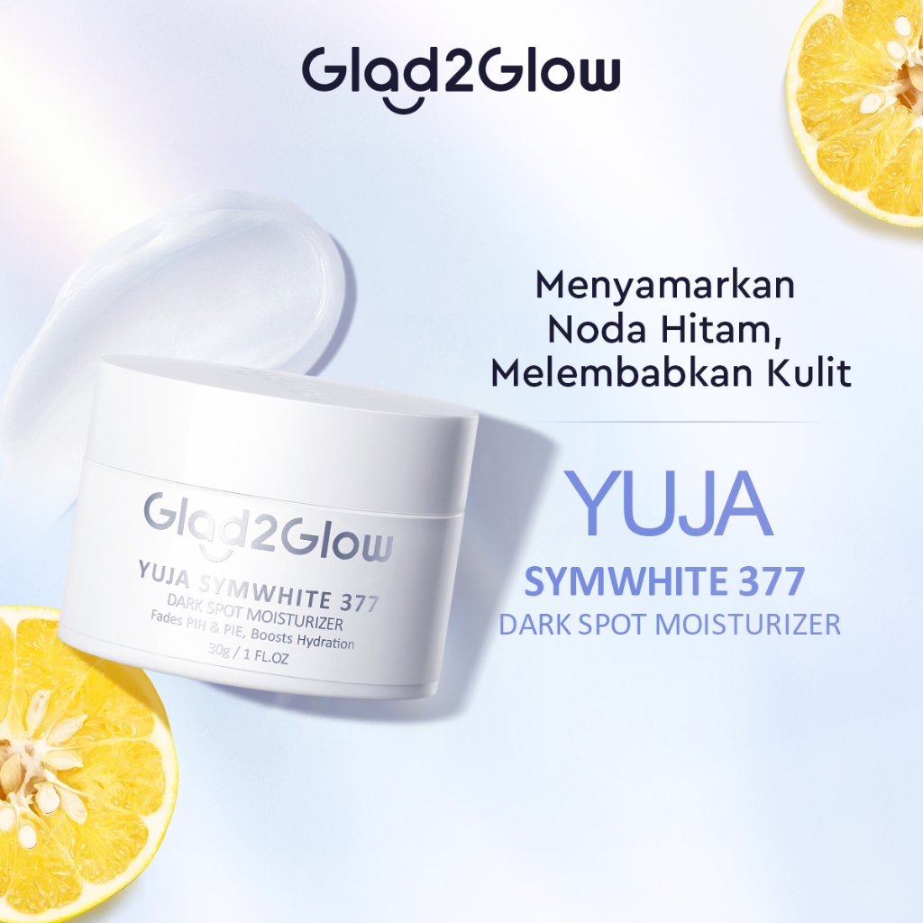(PAKET) Glad 2 Glow 3in1 Dark Spot Set - Pomegranate Toner 80ml + Yuja Symwhite 377 Moisturizer 30gr + Yuja Symwhite 377 Serum 17ml