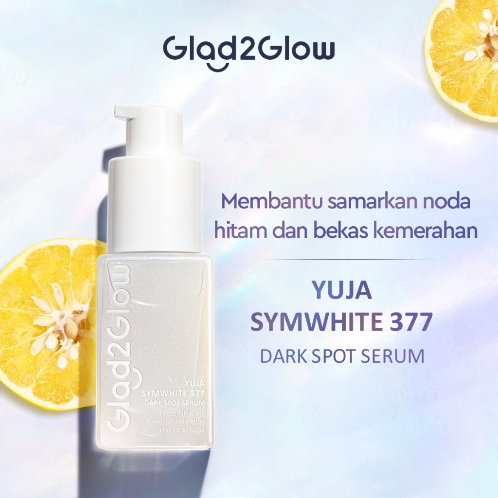 (PAKET) Glad 2 Glow 3in1 Dark Spot Set - Pomegranate Toner 80ml + Yuja Symwhite 377 Moisturizer 30gr + Yuja Symwhite 377 Serum 17ml