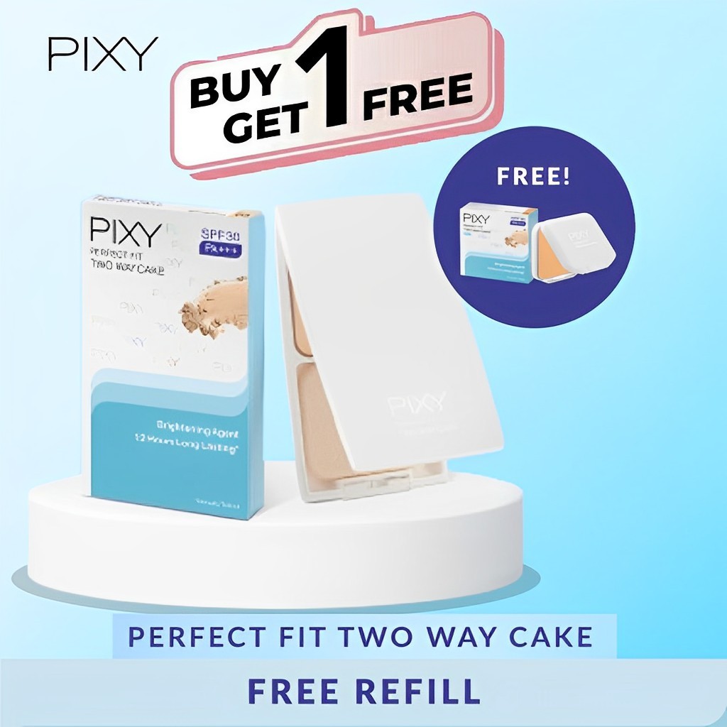 Pixy (Buy1 Free1) UV Whitening TWC Perfect Fit Full Size + Refill - 01 White Cream