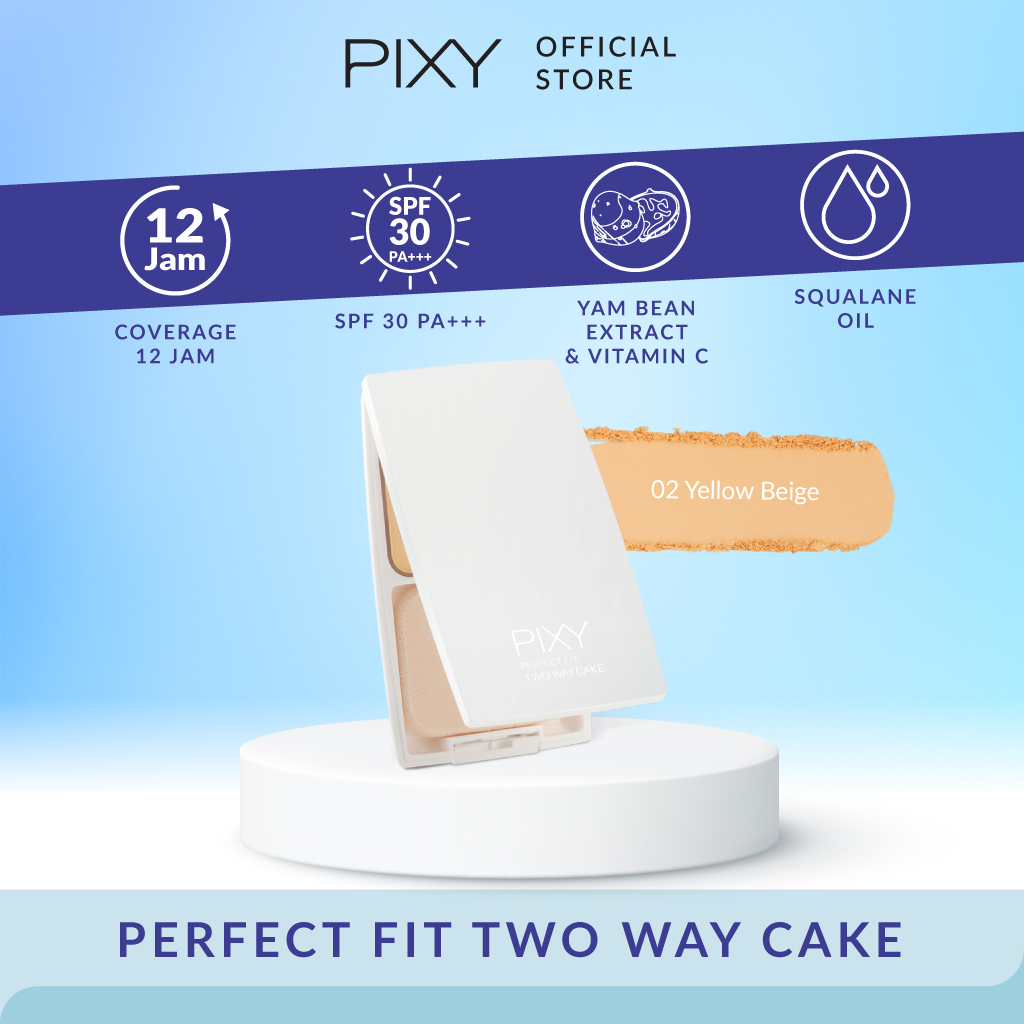 Pixy (Buy1 Free1) UV Whitening TWC Perfect Fit Full Size + Refill - 02 Yellow Beige