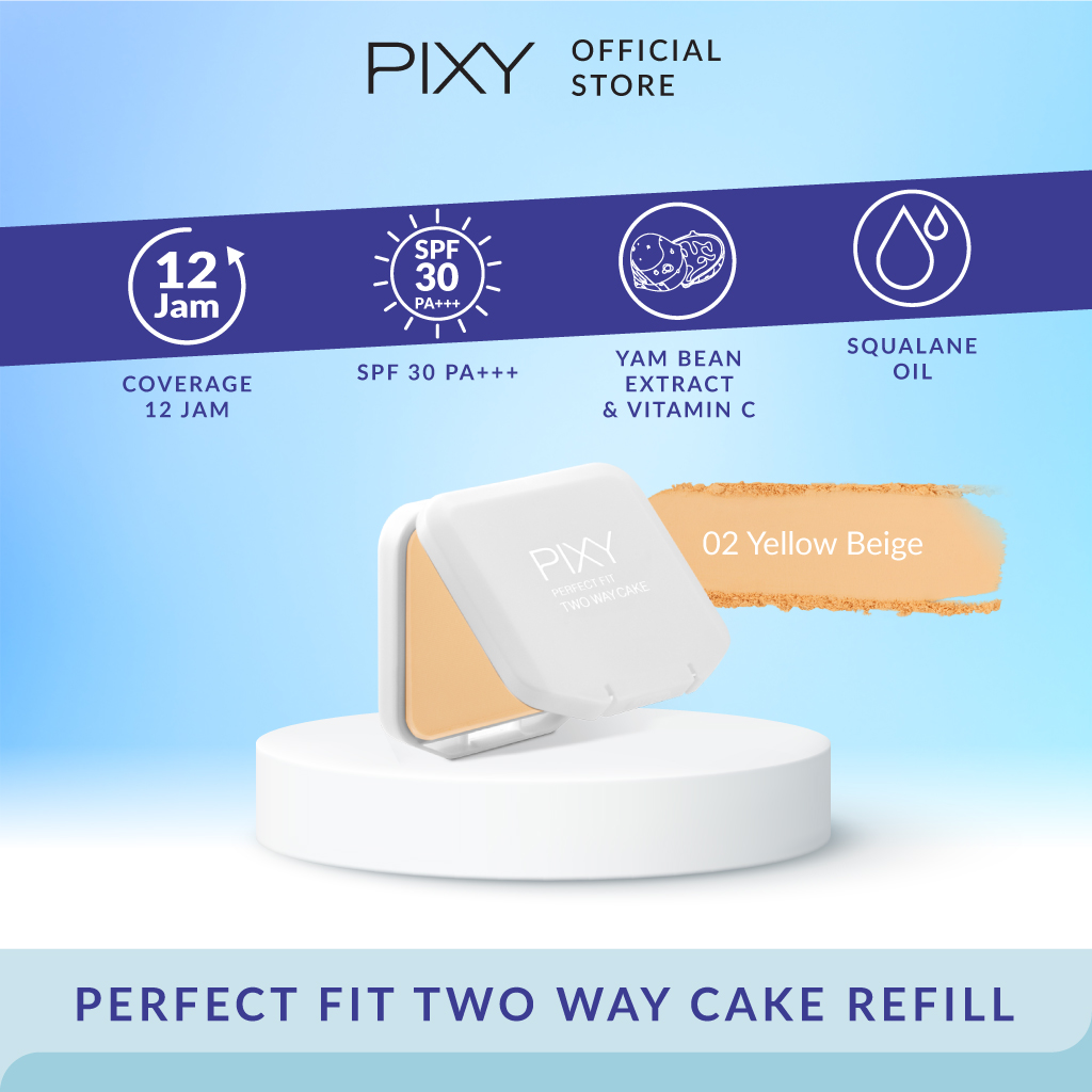 Pixy (Buy1 Free1) UV Whitening TWC Perfect Fit Full Size + Refill - 02 Yellow Beige
