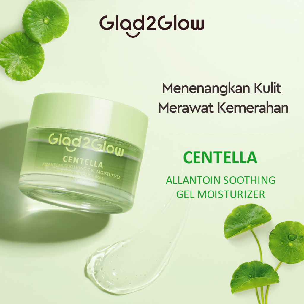 (PAKET) Glad 2 Glow 2in1 Acne Set - Centella Moisturizer 30gr + Centella Serum 17ml