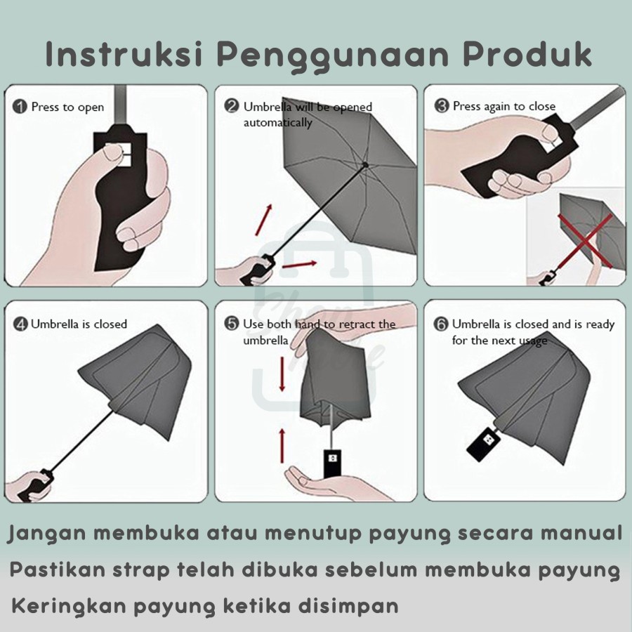 Payung Lipat Otomatis Buka / Tutup Anti UV