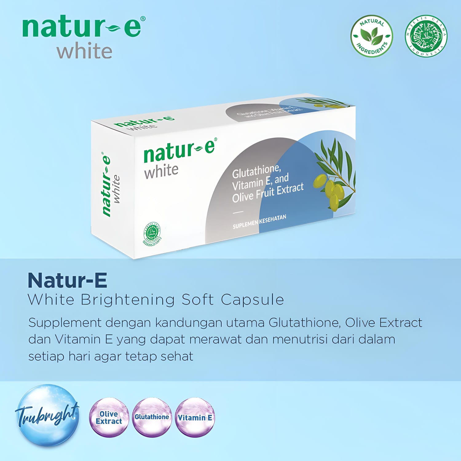 Natur-E White Supplement Soft Capsule 32s - Vitamin E Suplemen Kesehatan