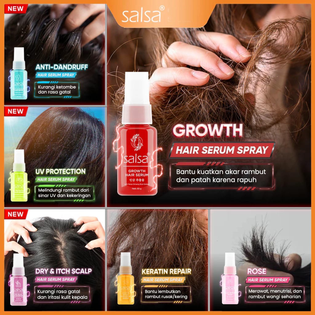 SALSA Hair Serum Spray 80ml - Keratin Repair (Kuning) - Serum Perawatan Rambut SALSA Hair Serum Spray 80ml - Keratin Repair (Kuning) - Serum Perawatan Rambut