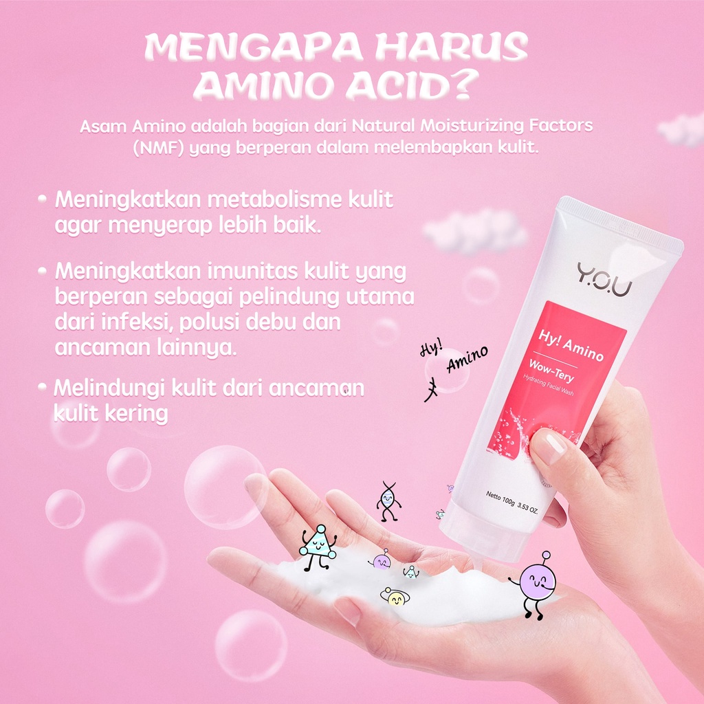 YOU Hy! Amino Wow-Tery Hydrating Facial Wash 50gr (Pink) * YOU Hy! Amino Wow-Tery Hydrating Facial Wash 50gr (Pink) *