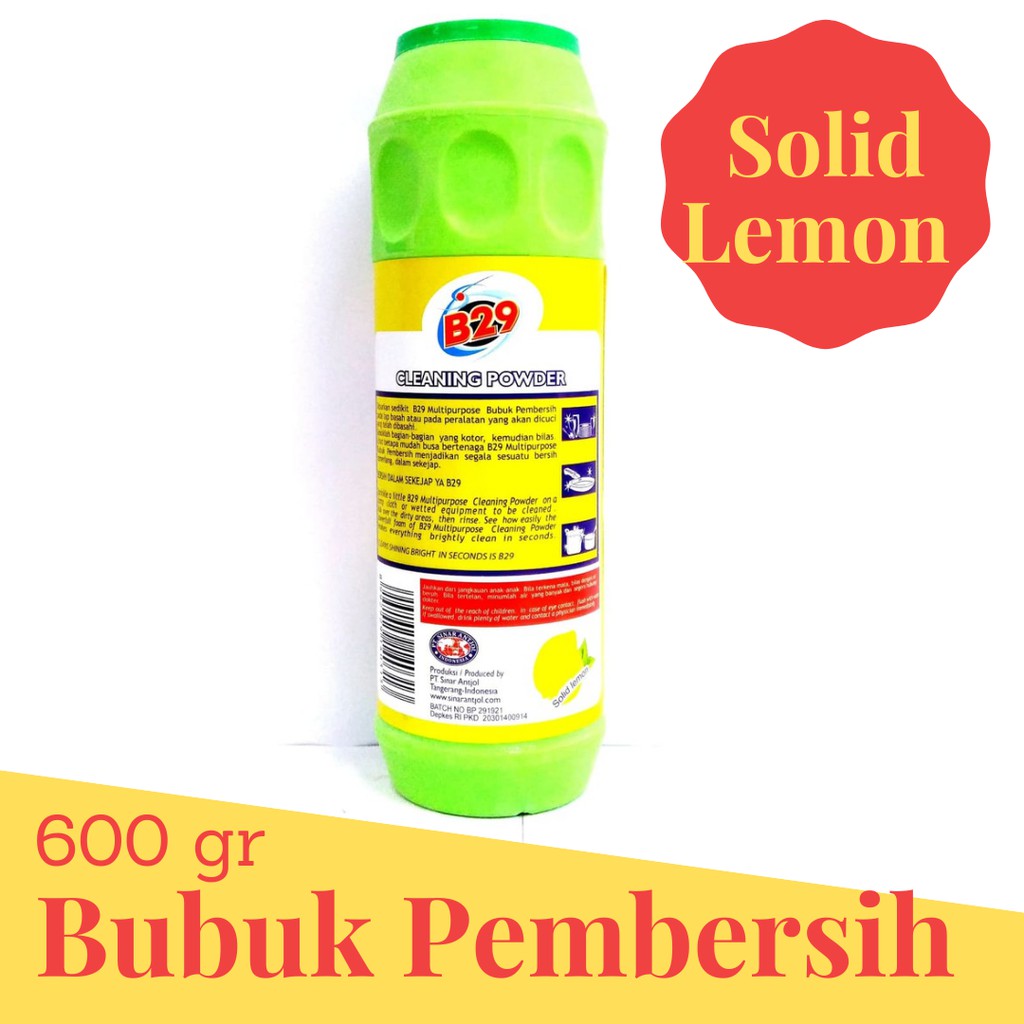 B29 Bubuk Pembersih 600gr - Solid Lemon (Cleaning Powder) B29 Bubuk Pembersih 600gr - Solid Lemon (Cleaning Powder)