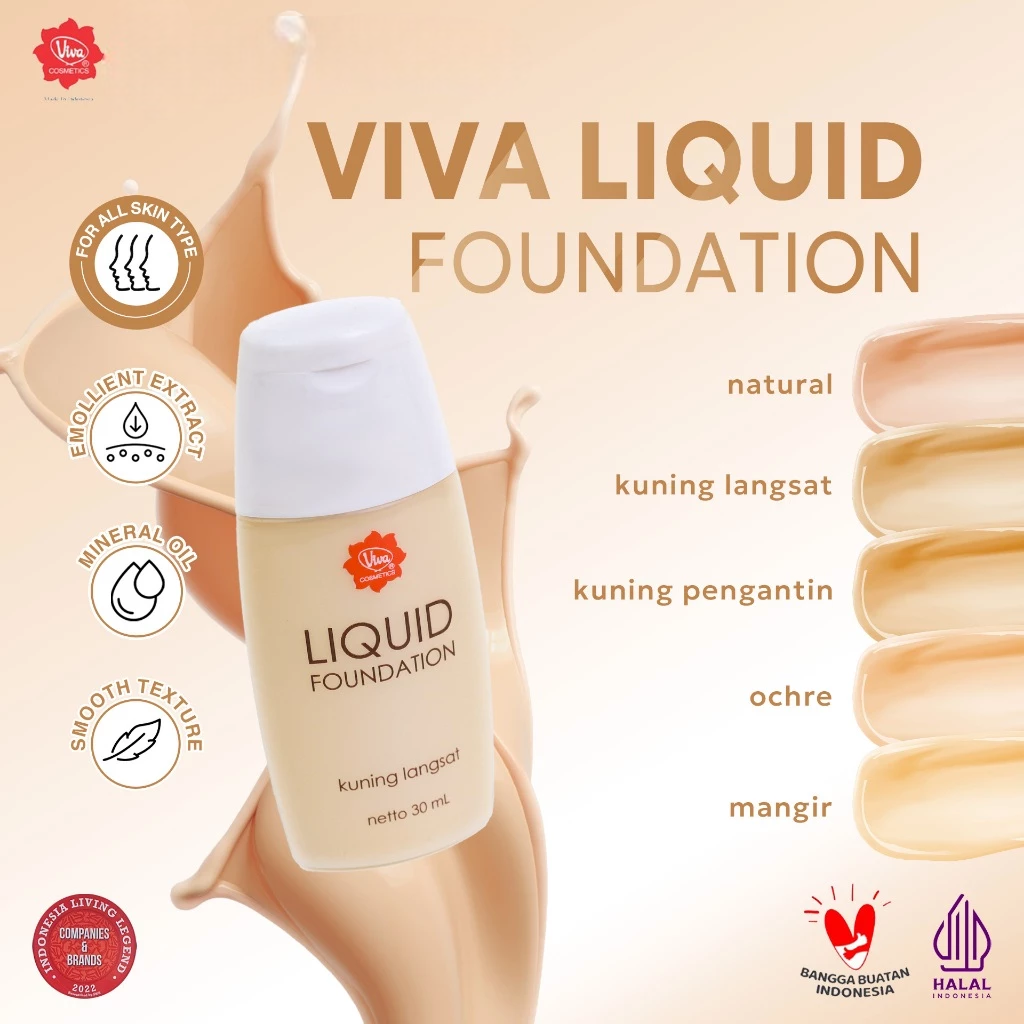VIVA Liquid Foundation Kuning Langsat 30ml (Alas Bedak)